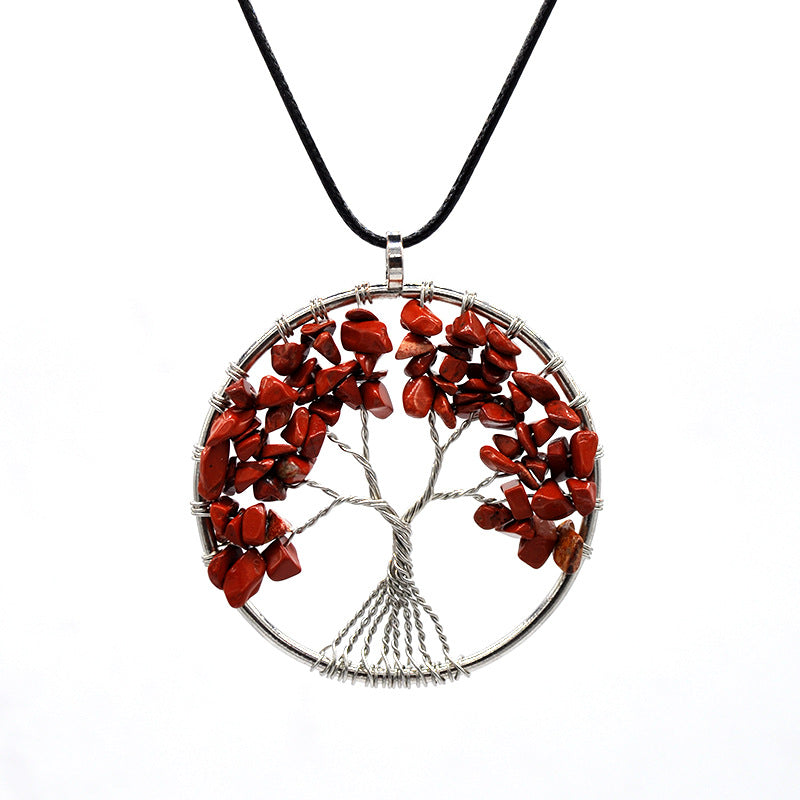 Kabbalah Life Tree Necklace – Copper Wire & Natural Stone Pendant Jewelry