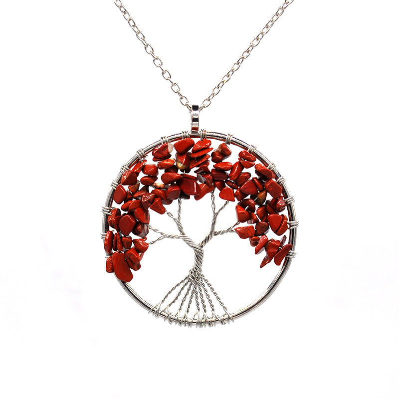 Kabbalah Life Tree Necklace – Copper Wire & Natural Stone Pendant Jewelry