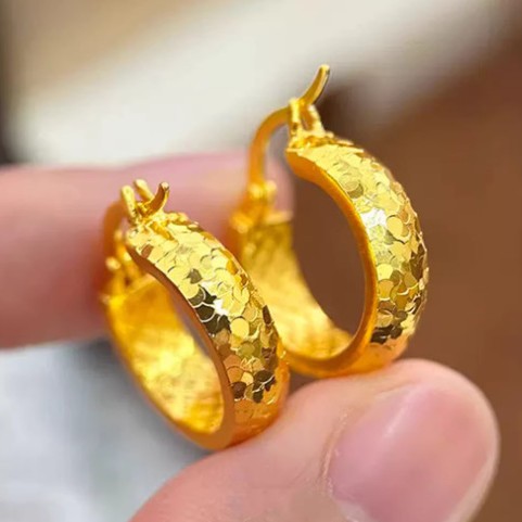 Crushed Ice Geometric Earrings for Women – Light Luxury Circular Jewelry