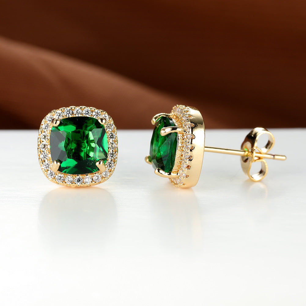 Korean-Style Zircon Stud Earrings – Vintage Geometric Women’s Jewelry