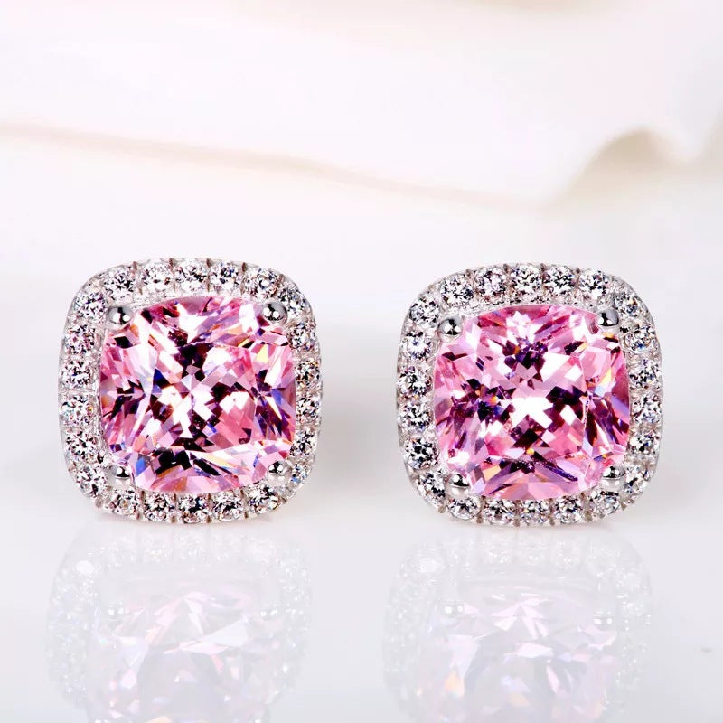 Zircon Stud Earrings – European & American Retro Geometric Jewelry for Women