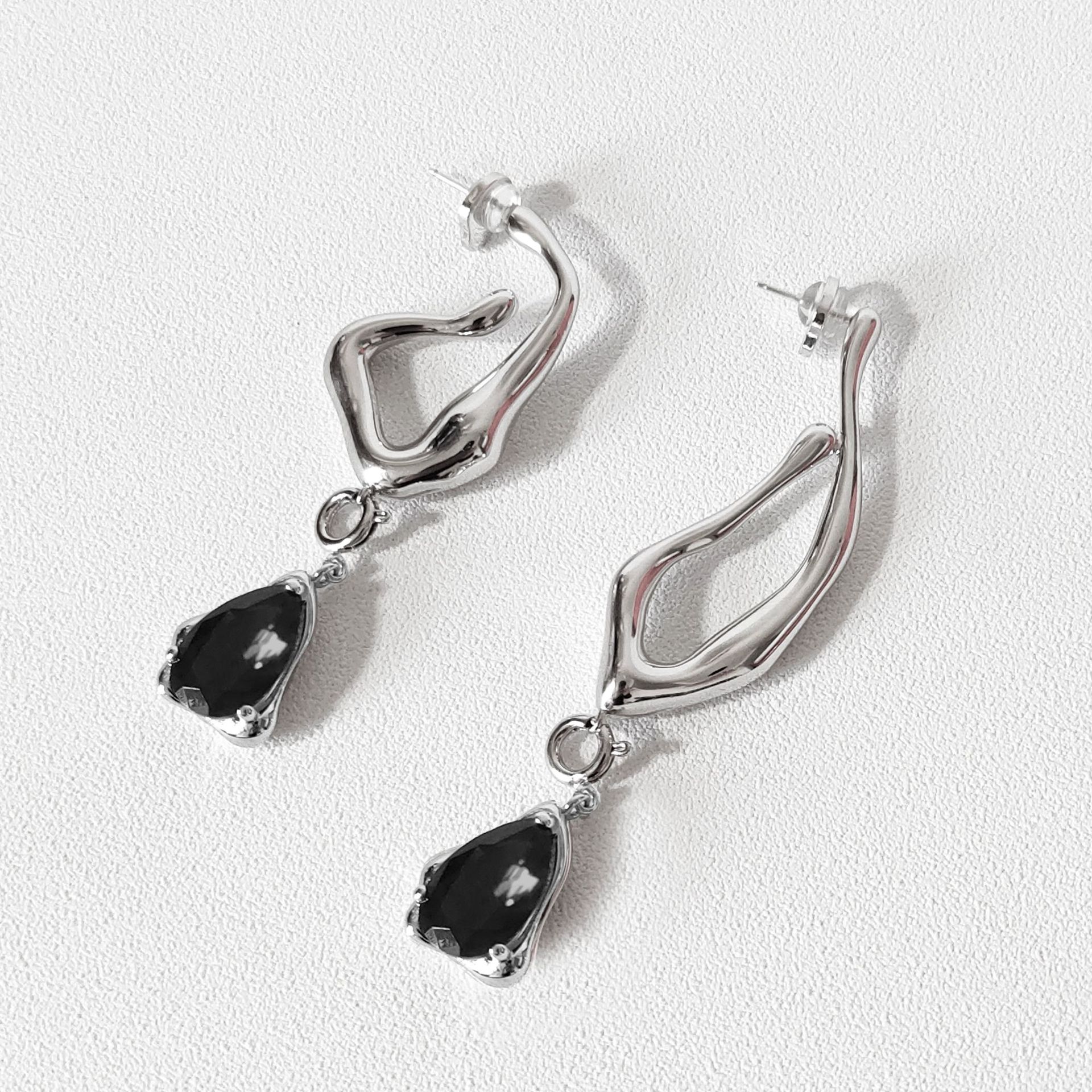 Long Geometric Ruby Earrings for Women – Elegant Statement Drop Earrings