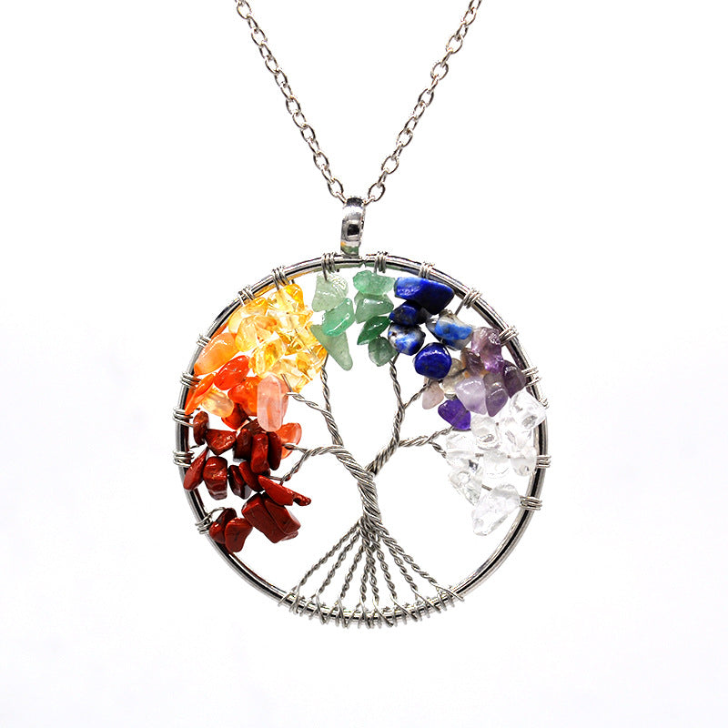 Kabbalah Life Tree Necklace – Copper Wire & Natural Stone Pendant Jewelry