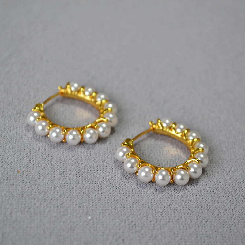 French-Style Elegant Gold-Plated Pearl Earrings – Versatile Women’s Jewelry