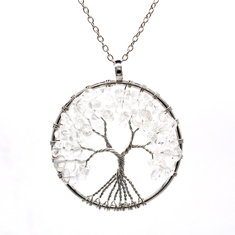 Kabbalah Life Tree Necklace – Copper Wire & Natural Stone Pendant Jewelry