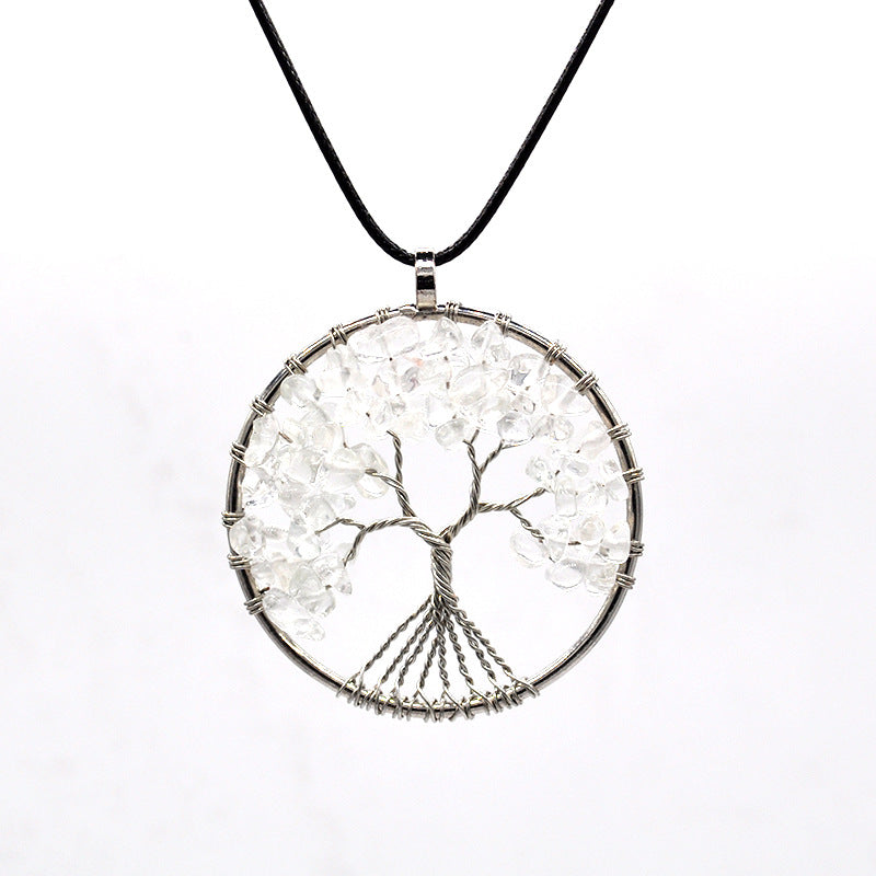 Kabbalah Life Tree Necklace – Copper Wire & Natural Stone Pendant Jewelry