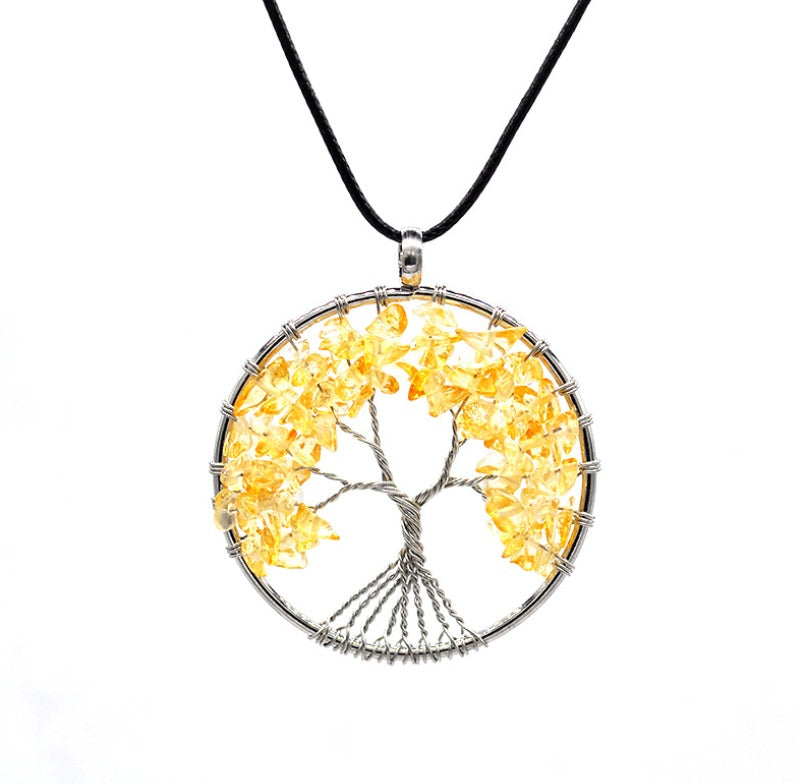 Kabbalah Life Tree Necklace – Copper Wire & Natural Stone Pendant Jewelry