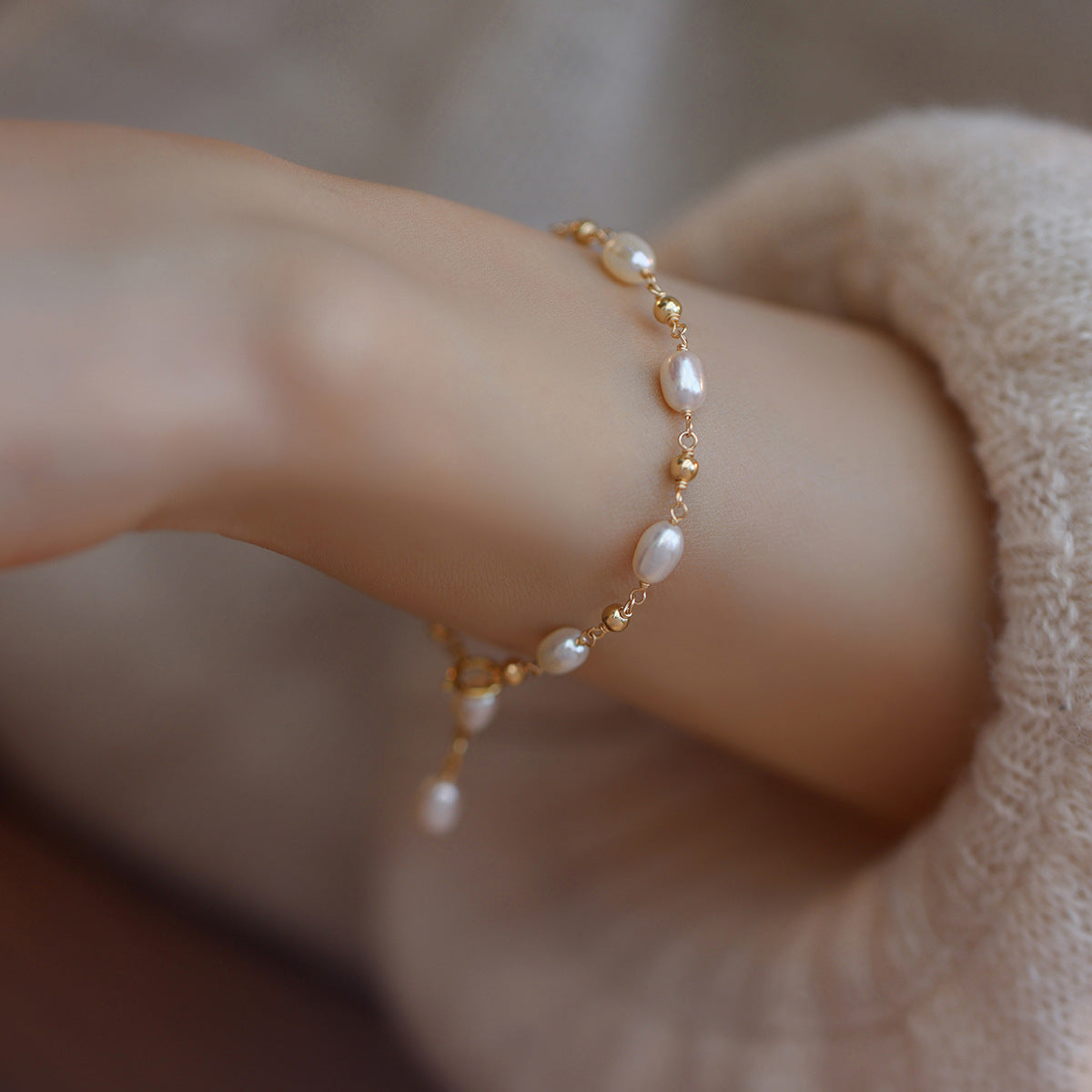 Handmade Natural Freshwater Pearl Bracelet – Fairy-Chic Chinese Style Jewelry for Women