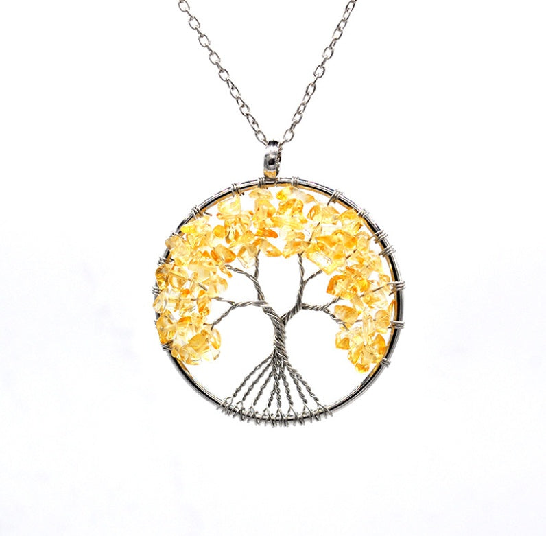 Kabbalah Life Tree Necklace – Copper Wire & Natural Stone Pendant Jewelry