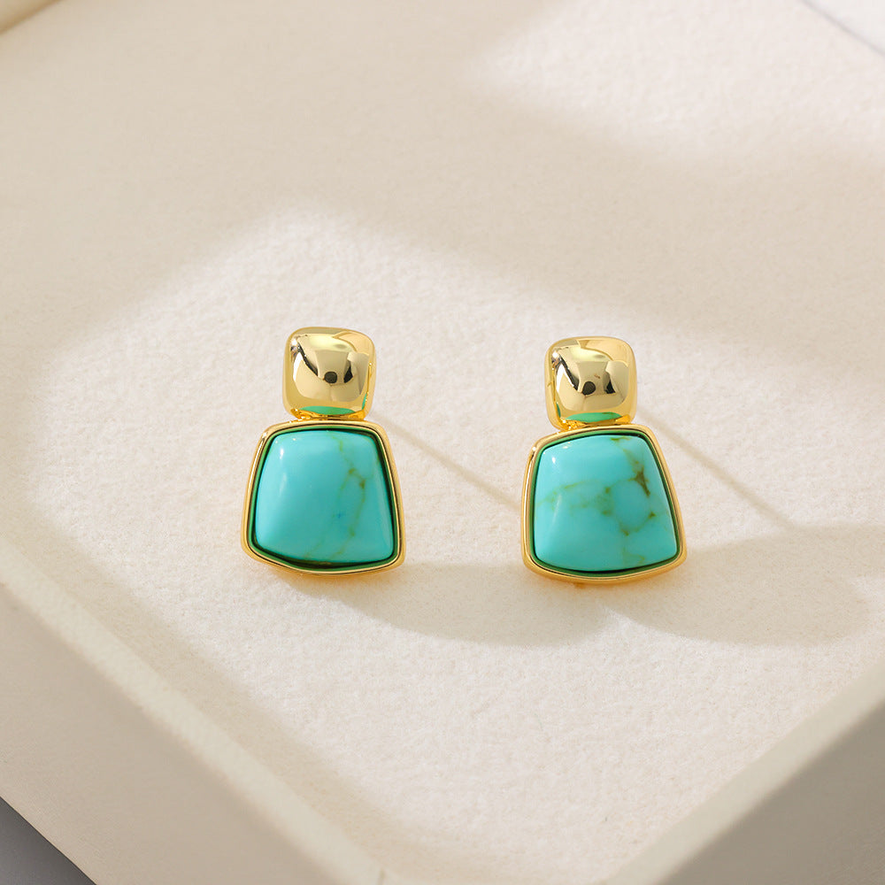 Original Design Turquoise Geometric Retro Trendy Earrings