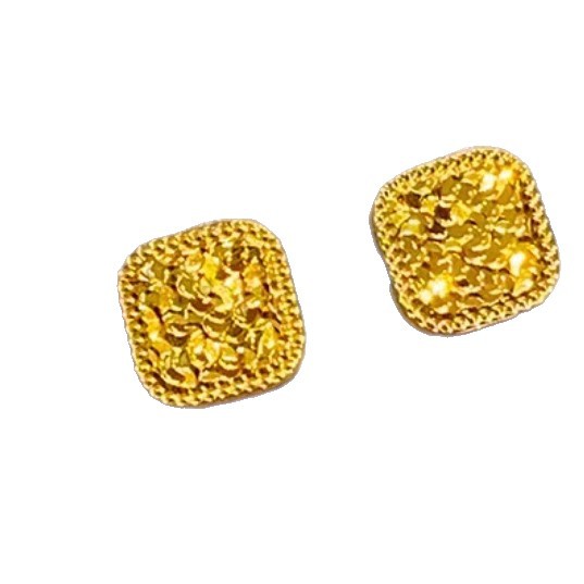 Square Ice-Crushed Stud Earrings for Women – Light Luxury Geometric Jewelry