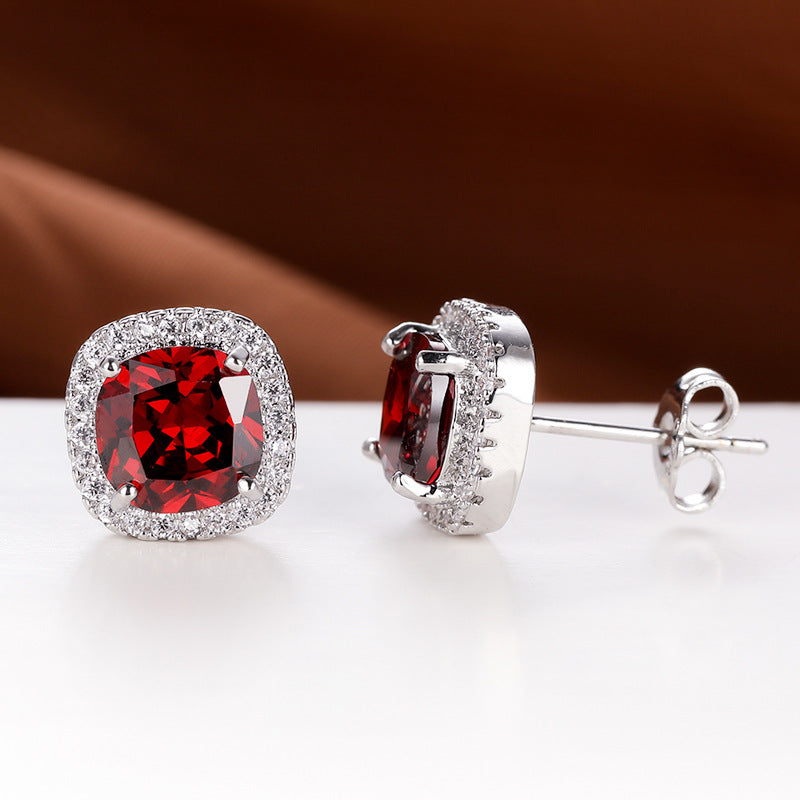 Korean-Style Zircon Stud Earrings – Vintage Geometric Women’s Jewelry