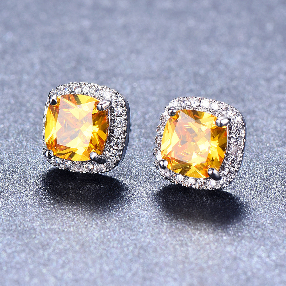Korean-Style Zircon Stud Earrings – Vintage Geometric Women’s Jewelry