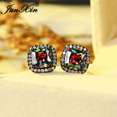 Korean-Style Zircon Stud Earrings – Vintage Geometric Women’s Jewelry