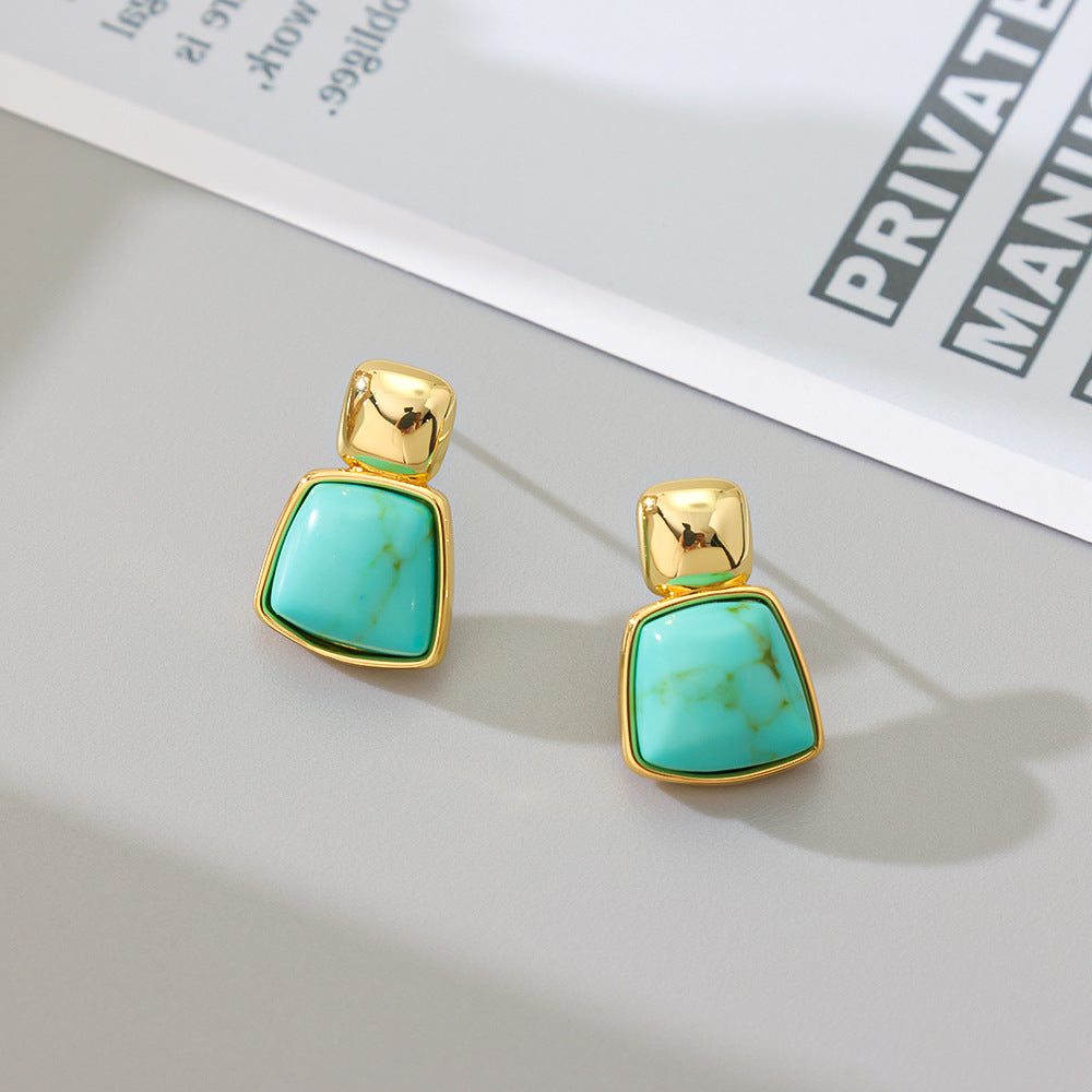 Original Design Turquoise Geometric Retro Trendy Earrings