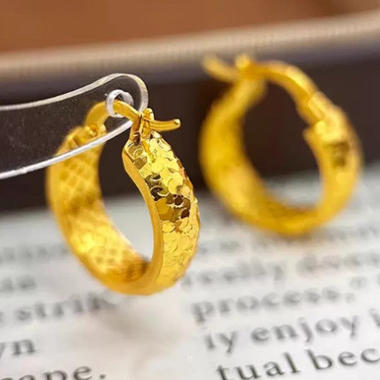 Crushed Ice Geometric Earrings for Women – Light Luxury Circular Jewelry