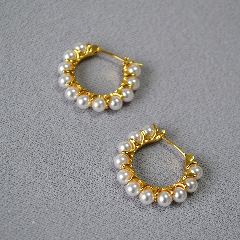 French-Style Elegant Gold-Plated Pearl Earrings – Versatile Women’s Jewelry