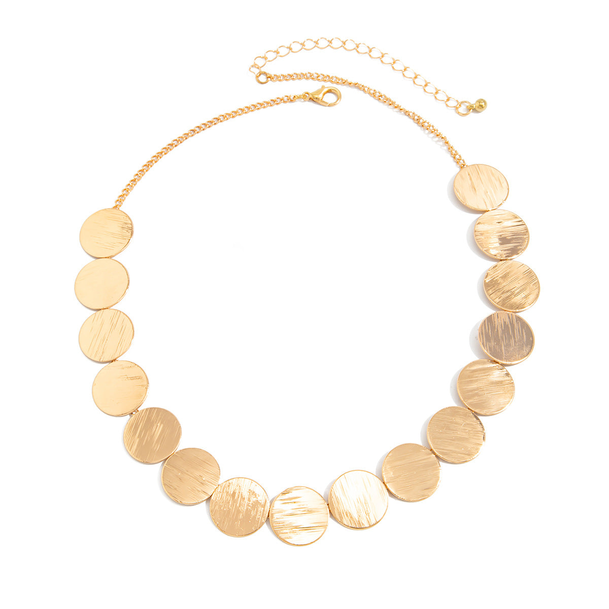 Trendy Geometric Round Metal Necklace & Earrings Set – Minimalist Gold & Silver Luxury Jewelry for Women