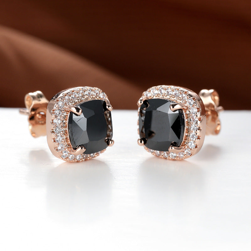 Korean-Style Zircon Stud Earrings – Vintage Geometric Women’s Jewelry
