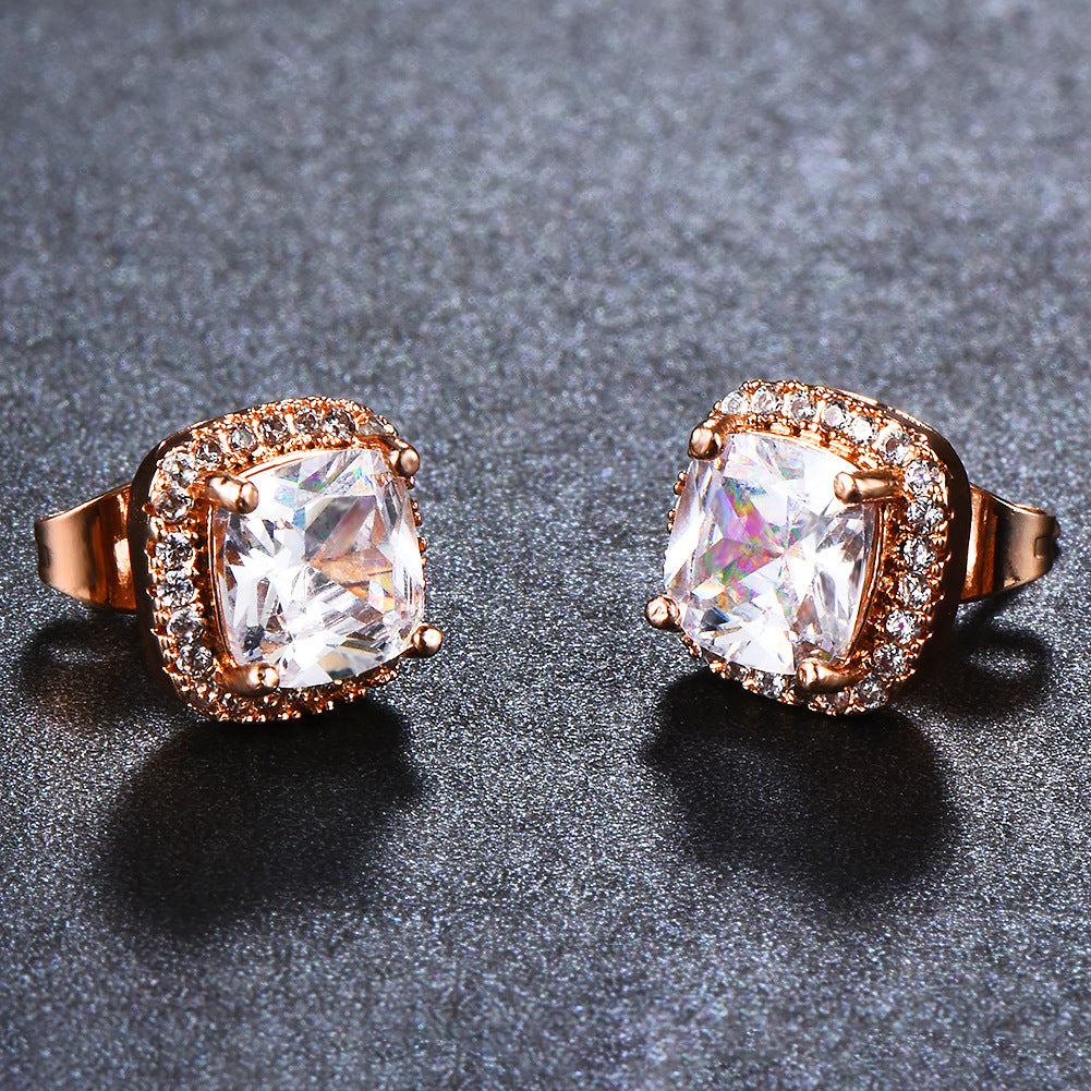 Korean-Style Zircon Stud Earrings – Vintage Geometric Women’s Jewelry