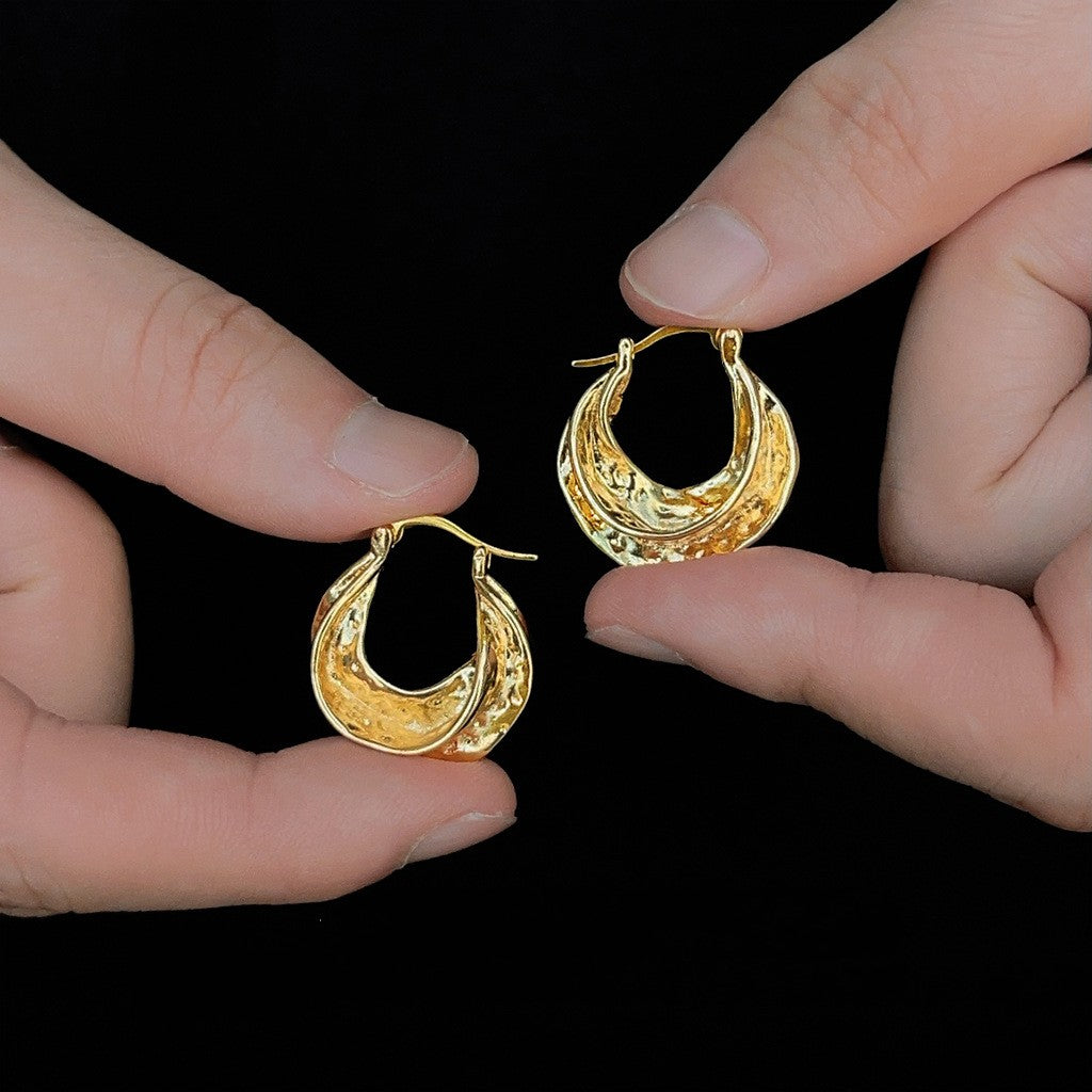 French Vintage-style Metallic Pleated Earrings