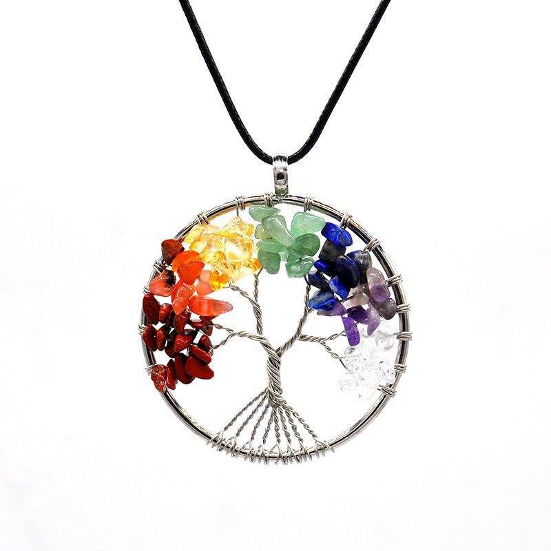 Kabbalah Life Tree Necklace – Copper Wire & Natural Stone Pendant Jewelry