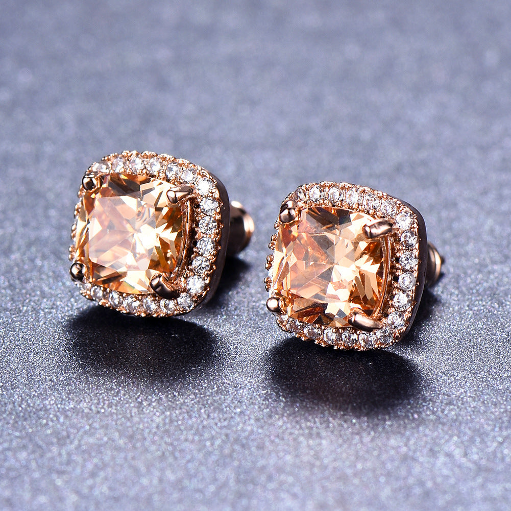 Korean-Style Zircon Stud Earrings – Vintage Geometric Women’s Jewelry