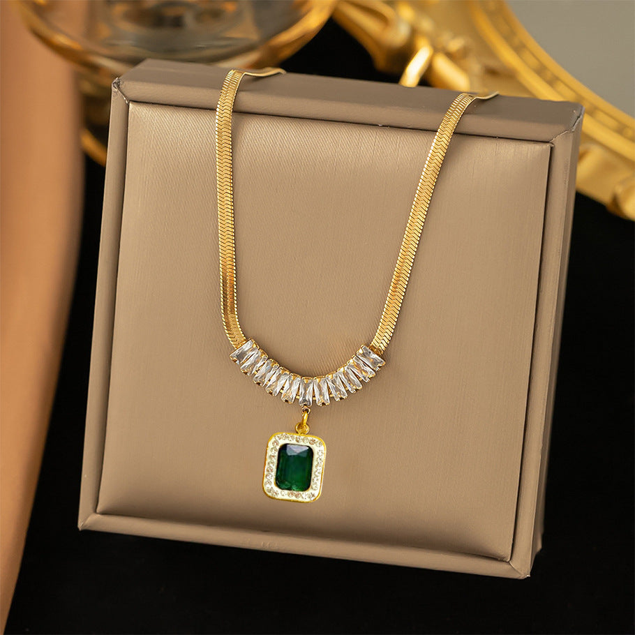 Emerald-cut Cubic Zirconia Pendant Necklace