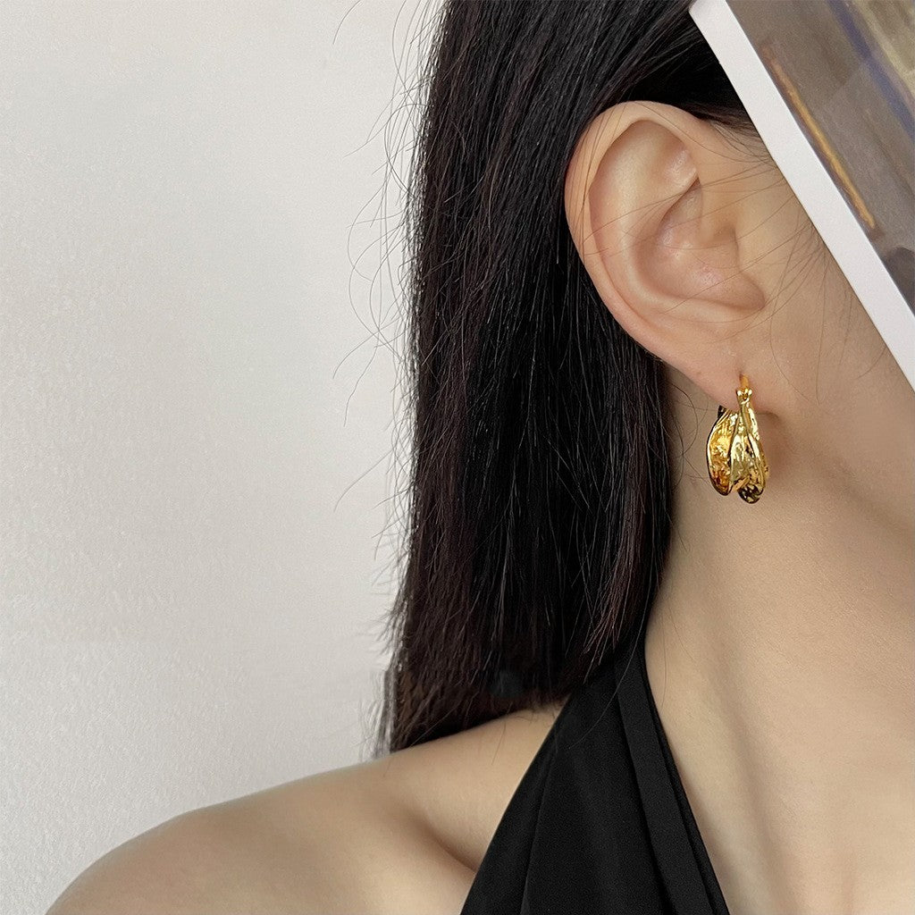 French Vintage-style Metallic Pleated Earrings