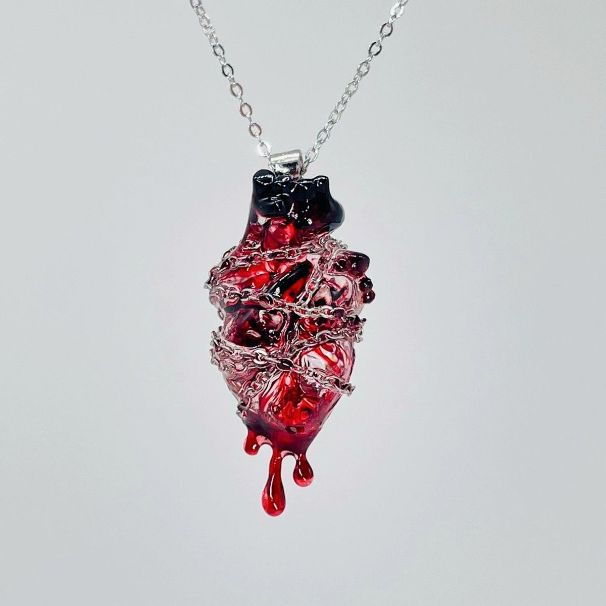 Handmade Wrapped Heart Pendant Necklace – Couples Jewelry with Cross Chain