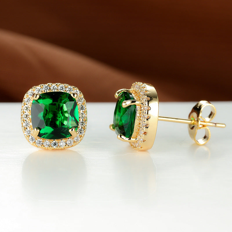 Korean-Style Zircon Stud Earrings – Vintage Geometric Women’s Jewelry