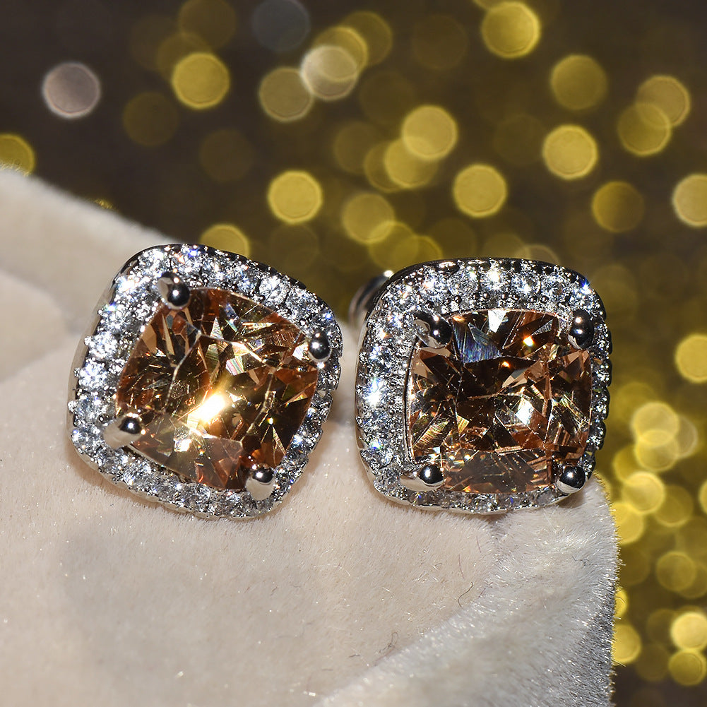 Korean-Style Zircon Stud Earrings – Vintage Geometric Women’s Jewelry