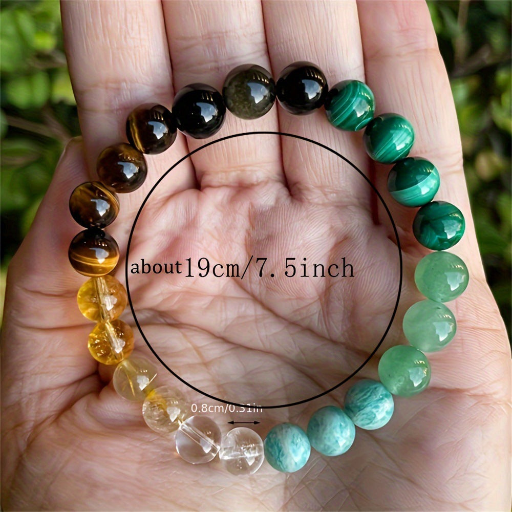 Natural Stone Crystal Bracelet – Citrine, Aventurine & Malachite Beaded Jewelry