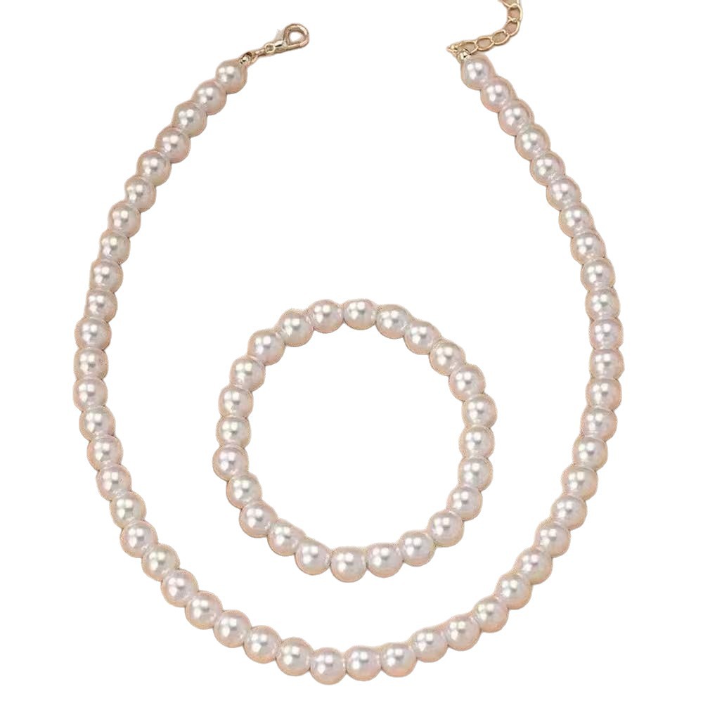 Light-Luxury Pearl Jewelry Set – Necklace, Bracelet & Earrings for Women