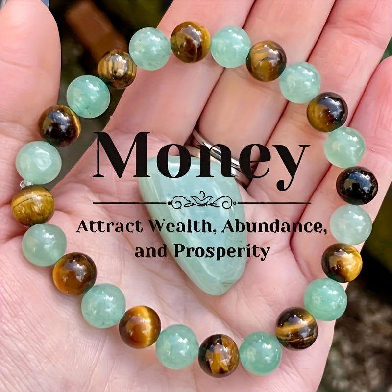 Natural Stone Crystal Bracelet – Citrine, Aventurine & Malachite Beaded Jewelry