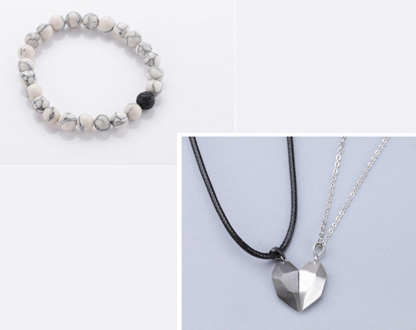 Heart Wishing Stone Couple Necklace – Ancient Love Token Heart Pendant