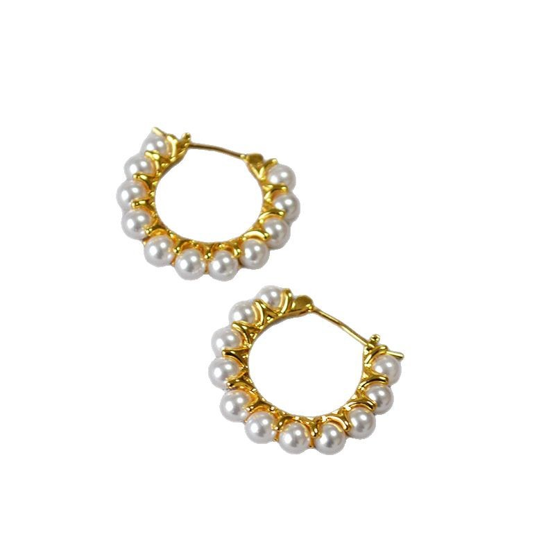 French-Style Elegant Gold-Plated Pearl Earrings – Versatile Women’s Jewelry