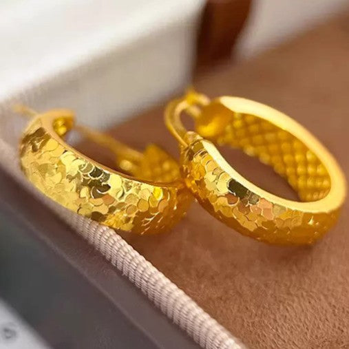 Crushed Ice Geometric Earrings for Women – Light Luxury Circular Jewelry