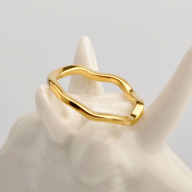 Golden Halo Ring – Fashionable Minimalist Geometric Titanium Steel Ring for Women