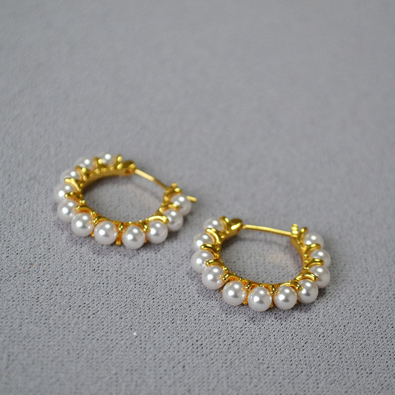 French-Style Elegant Gold-Plated Pearl Earrings – Versatile Women’s Jewelry