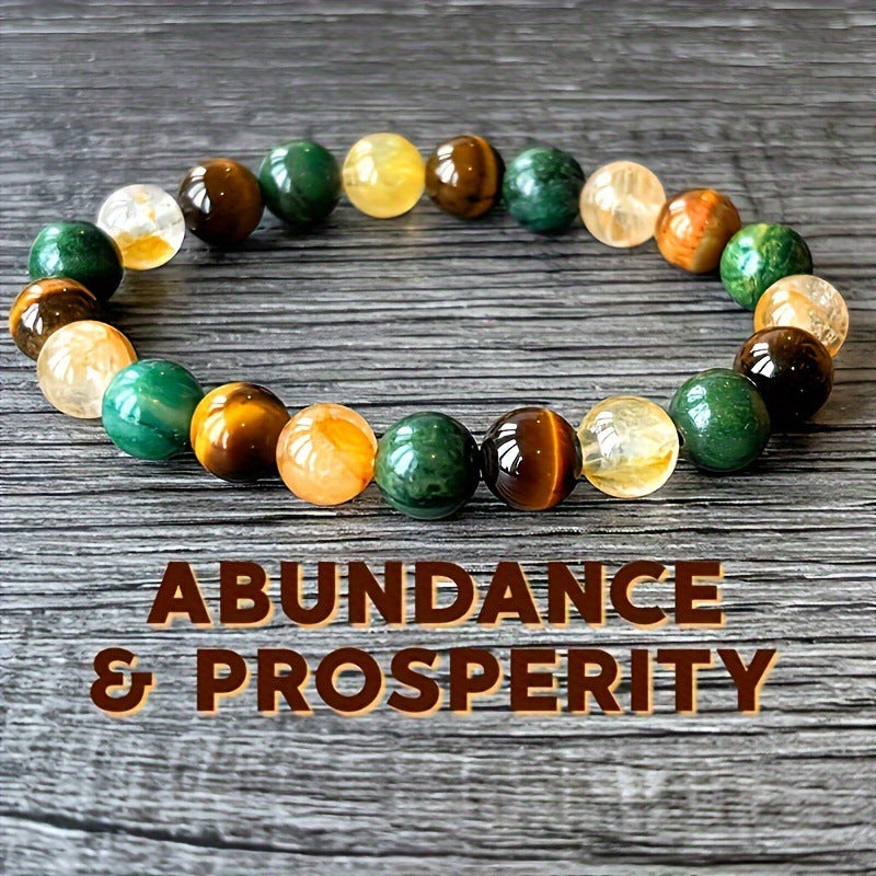 Natural Stone Crystal Bracelet – Citrine, Aventurine & Malachite Beaded Jewelry