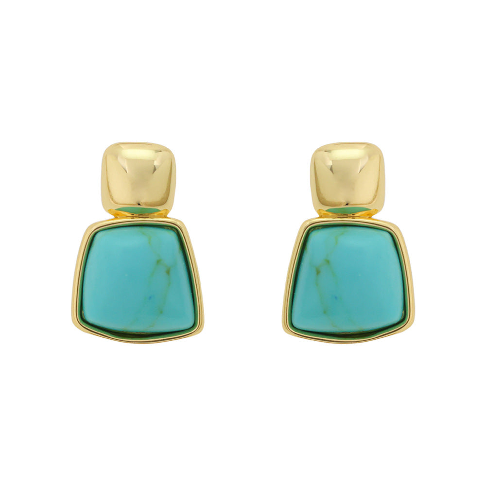 Original Design Turquoise Geometric Retro Trendy Earrings