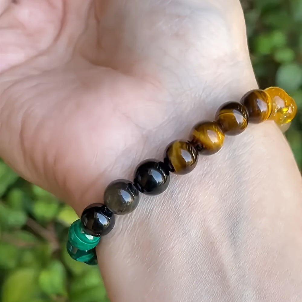 Natural Stone Crystal Bracelet – Citrine, Aventurine & Malachite Beaded Jewelry