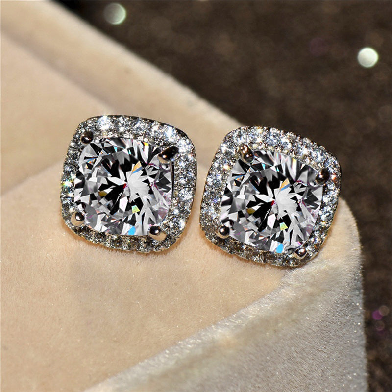 Korean-Style Zircon Stud Earrings – Vintage Geometric Women’s Jewelry