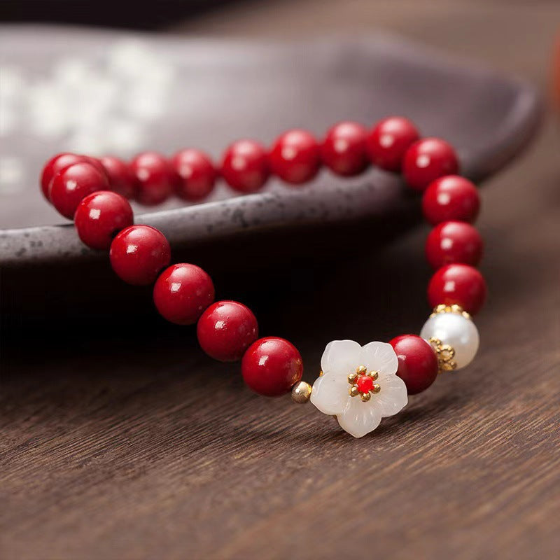 Cinnabar Peach Blossom Bracelet – Light Luxury Women’s Jewelry