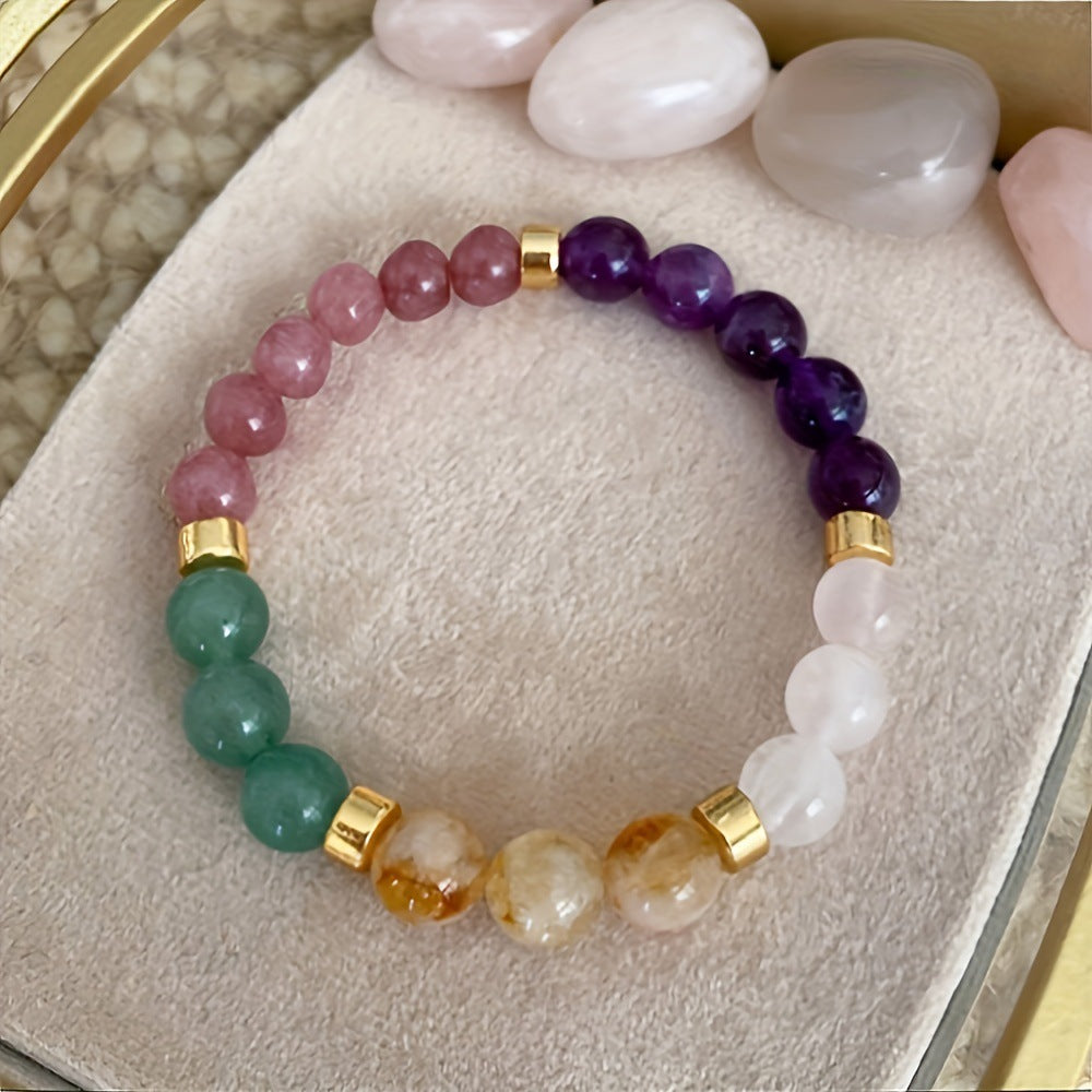 Natural Stone Crystal Bracelet – Citrine, Aventurine & Malachite Beaded Jewelry