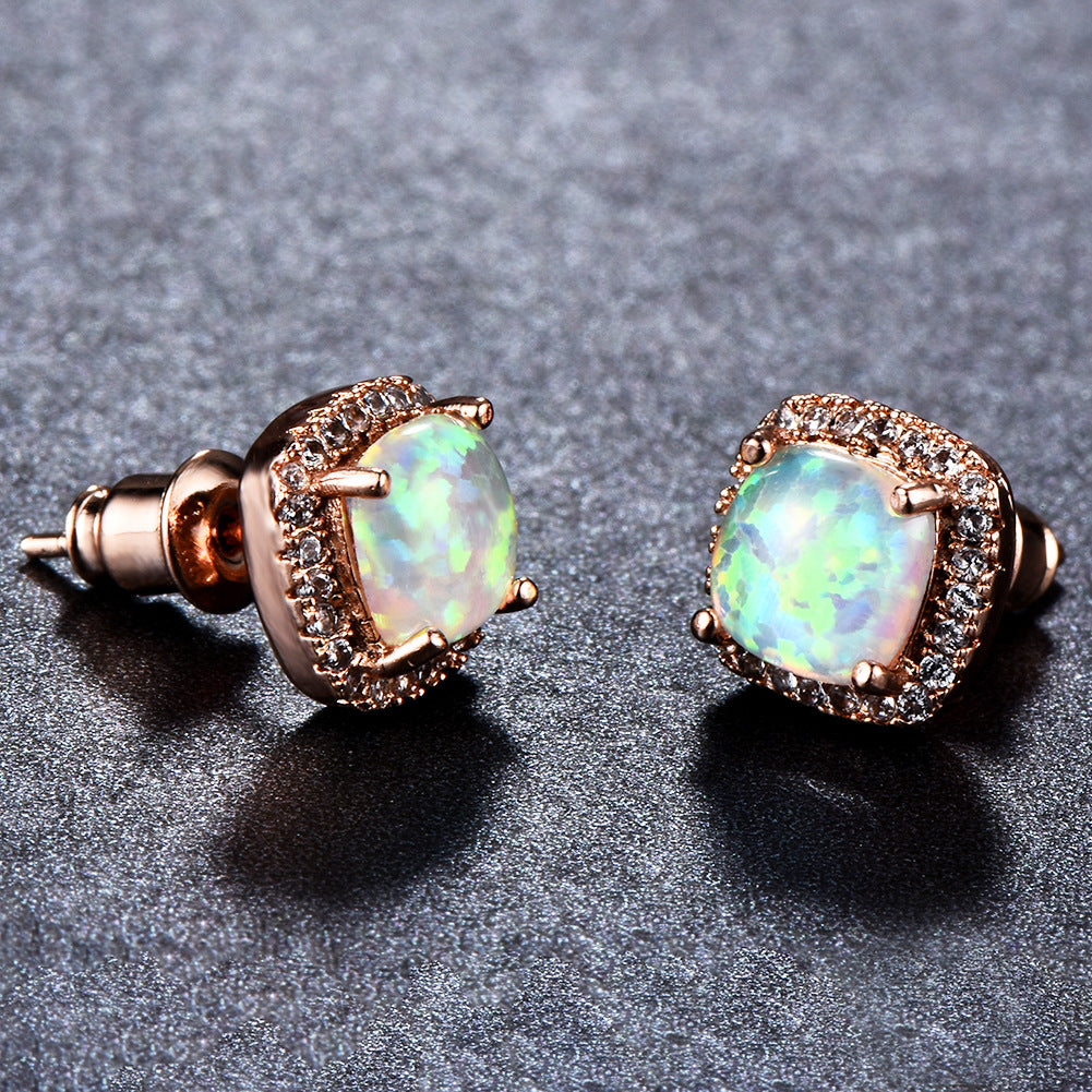 Korean-Style Zircon Stud Earrings – Vintage Geometric Women’s Jewelry