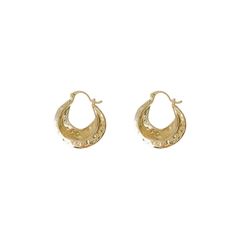 French Vintage-style Metallic Pleated Earrings